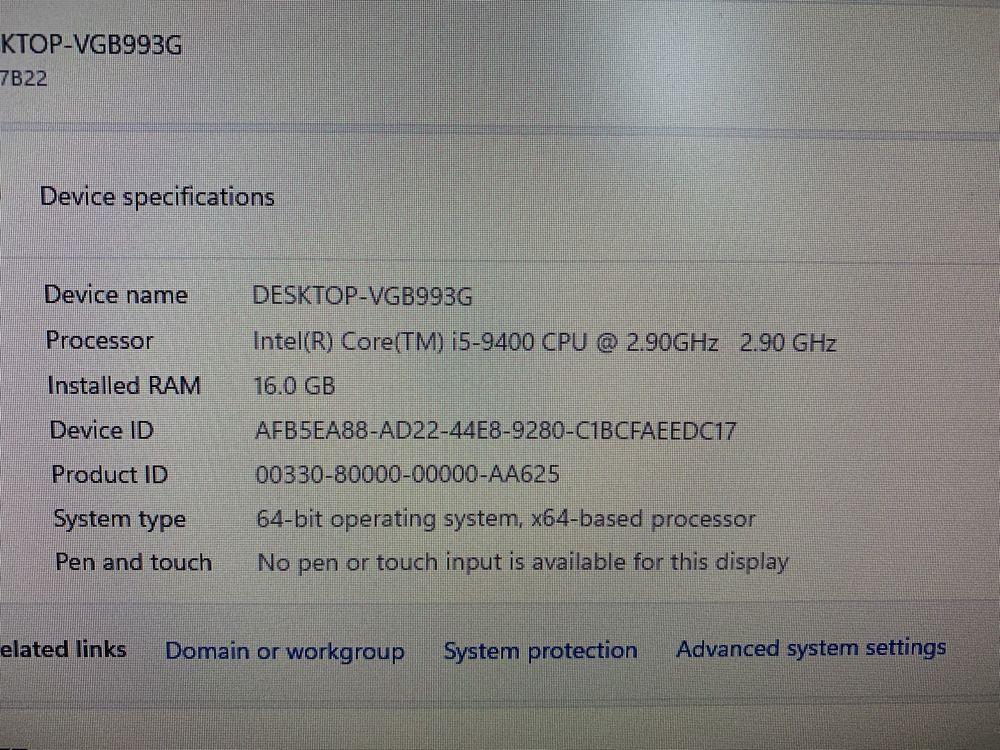 Unitate PC Intel i5 2.9Ghz,16gb RAM,GeForce GTX 1650 D6 4GB, SSD 250GB