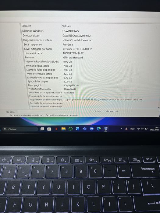 Laptop MSI modern 14 B10MW - i3 10th Gen, 8GB RAM, SSD 14” Full HD