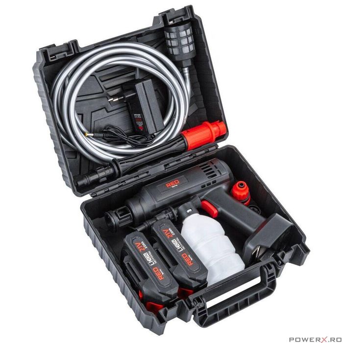Pistol de spalat cu presiune cu acumulator, 60 bar, Red Technic