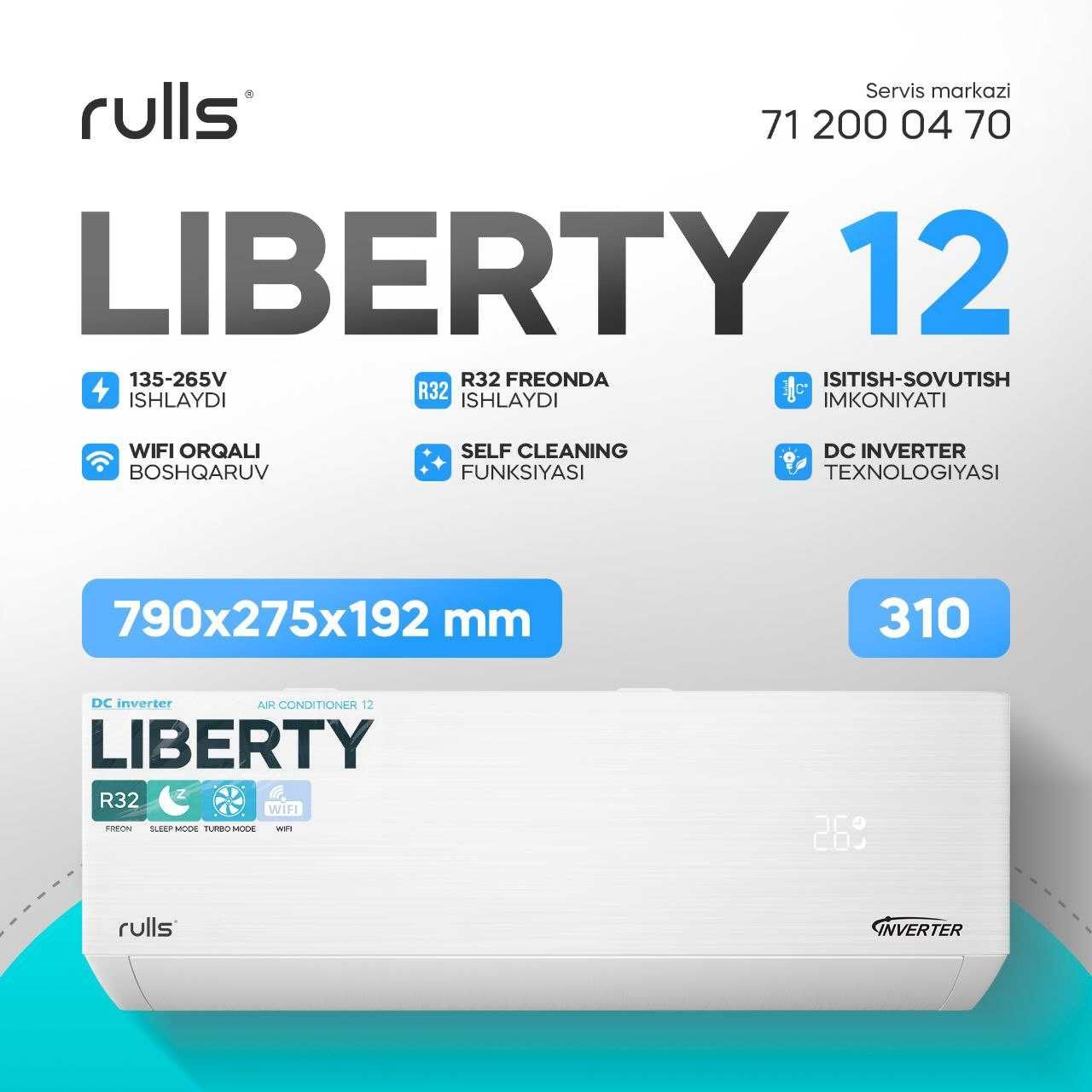 Кондиционеры Rulls Liberty Inverter R32 Turbo режим Оптом и в розницу