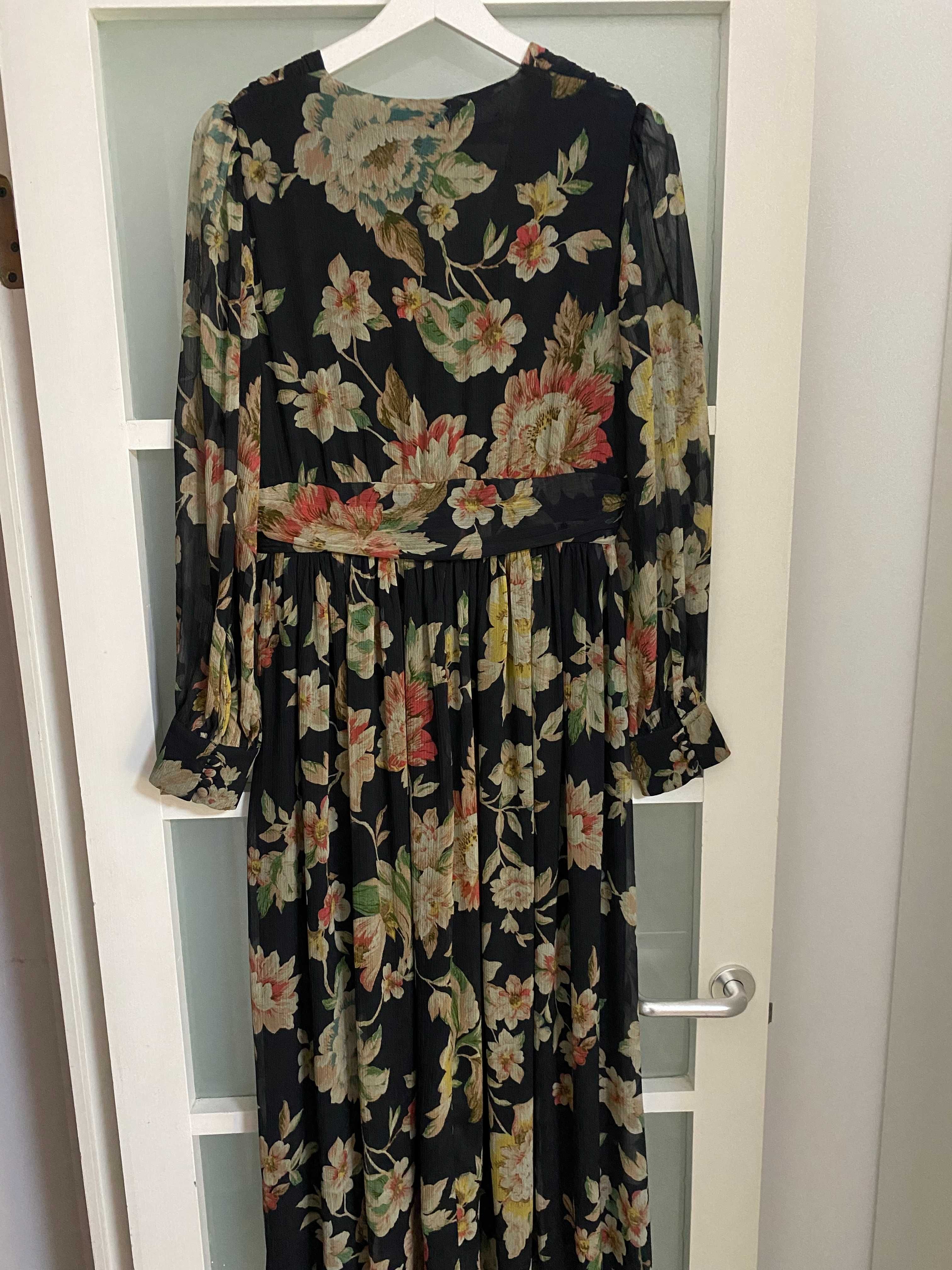 Rochie lunga, vapoaroasa, print/imprimeu floral, marimea S, Mango