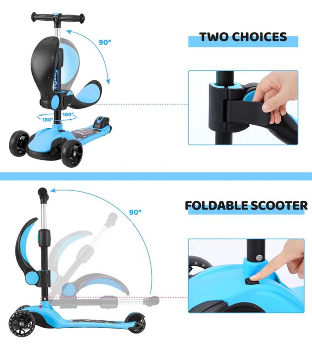 Trotineta 2 in 1 cu roti luminoase