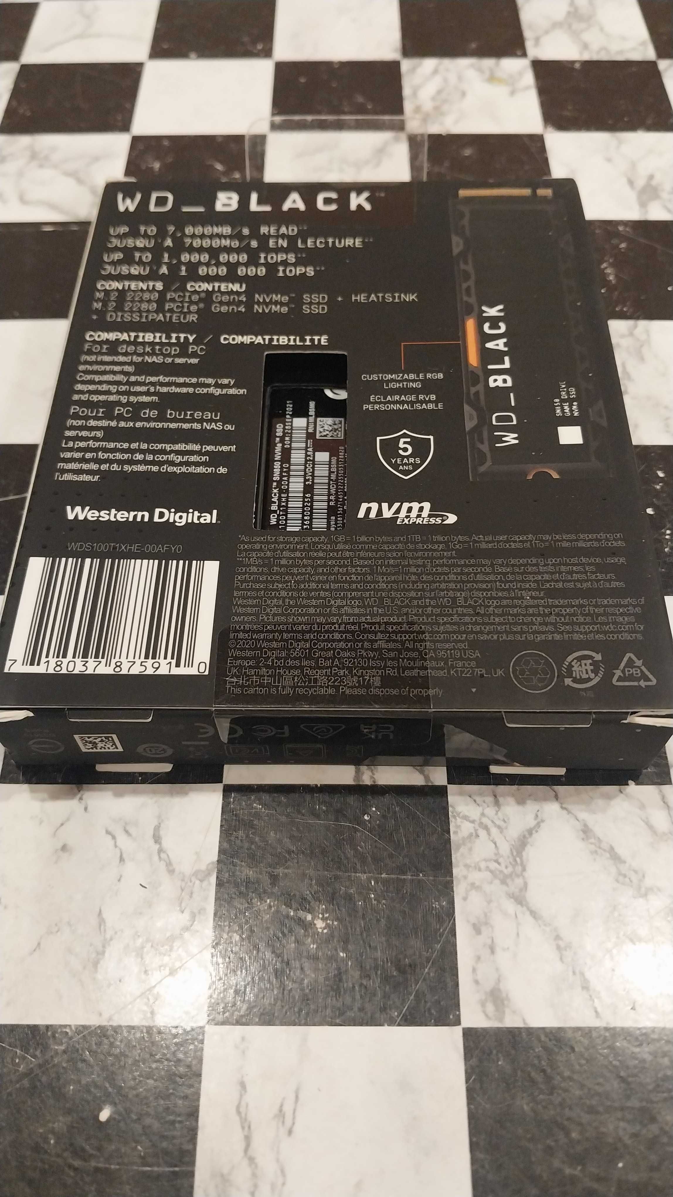 Новый SSD NVMe M.2 Western Digital WD_BLACK SN850 1TB с Радиатором.
