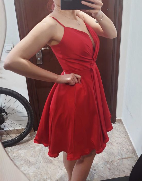 Официална рокля - червена crepe