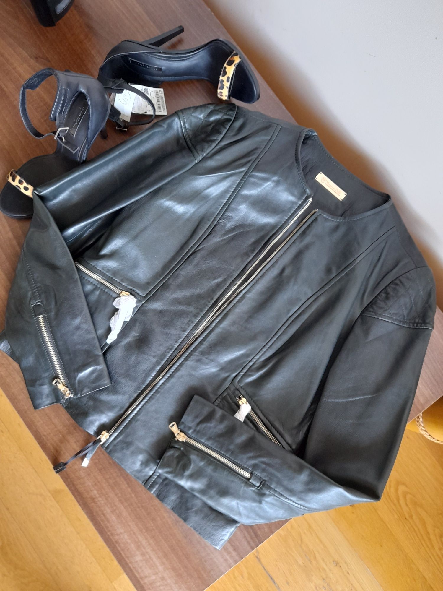 Jacheta din piele naturala Massimo Dutii, verde brad, 38