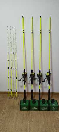 SET 4 Lansete Feeder 2.7m ROBINHAN 100-200gr + 4 Mulinete QFC5000