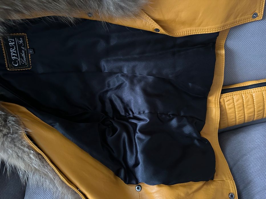 Geaca piele naturala cu guler detasabil, blana naturala, marime M