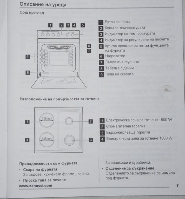 Готварска печка Зануси комбинирана