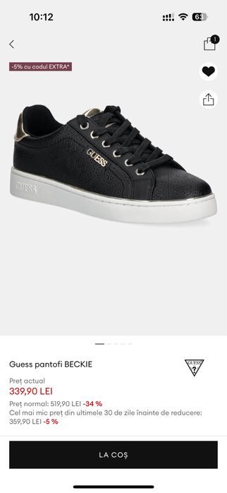 Adidasi guess noi cu eticheta marimea 38