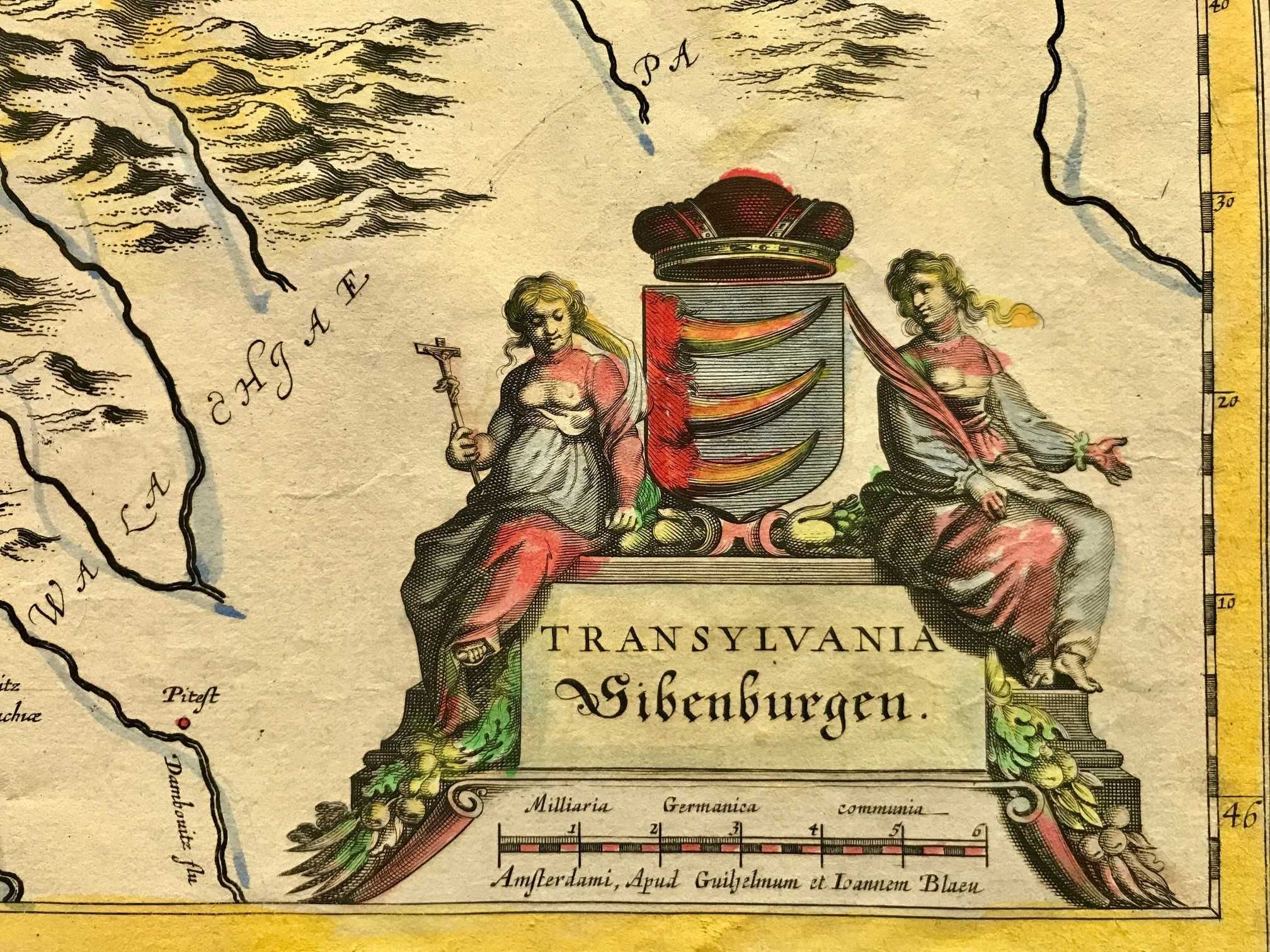 Hartă veche anul 1634 Transilvania - Siebenburgen