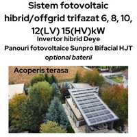 Kit fotovoltaic trifazat hibrid 8kW Deye