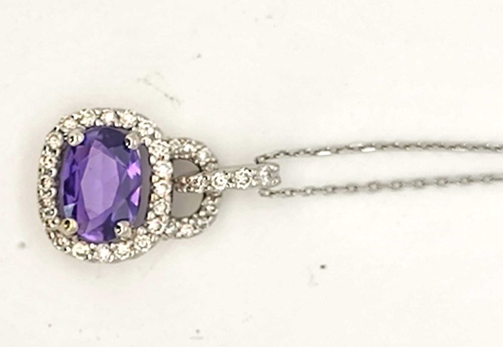 Colier aur 14k cu diamante si ametist