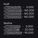 Новые номера kcell, beeline