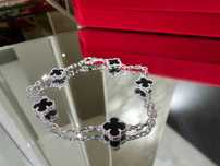 Van Cleef & Arpels VCA Silver Onyx 5 Sweet Alhambra Дамска Гривна