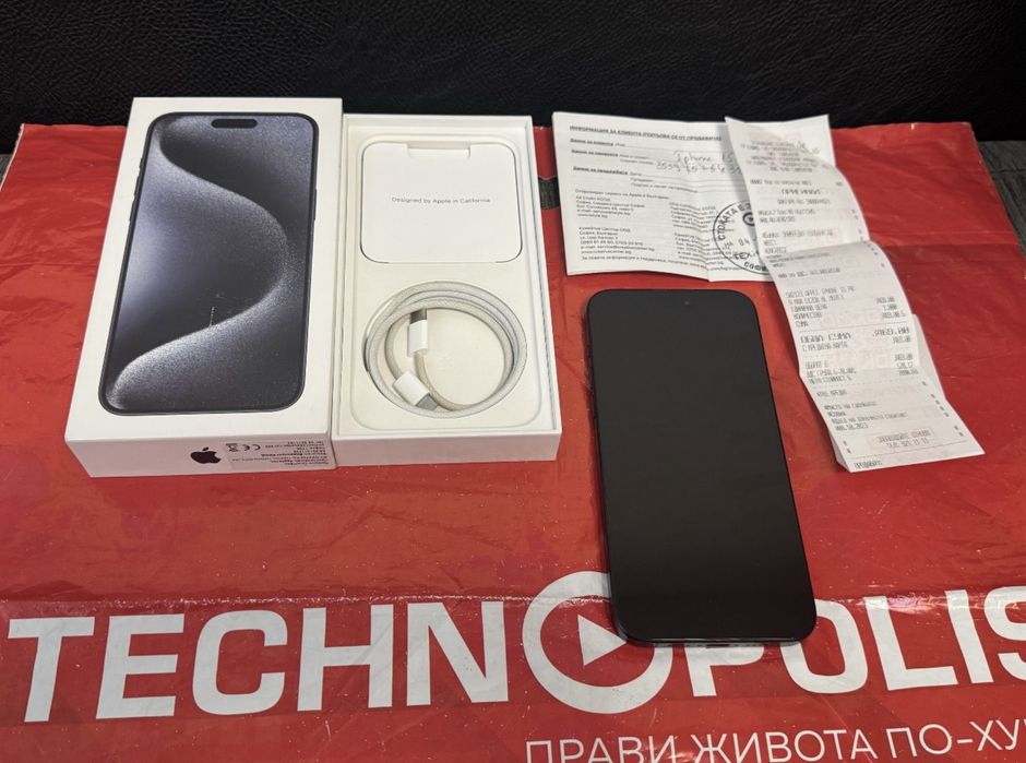 КАТО НОВ 512GB iPhone 15 Pro Max Technopolis Гаранция 2025 Blue