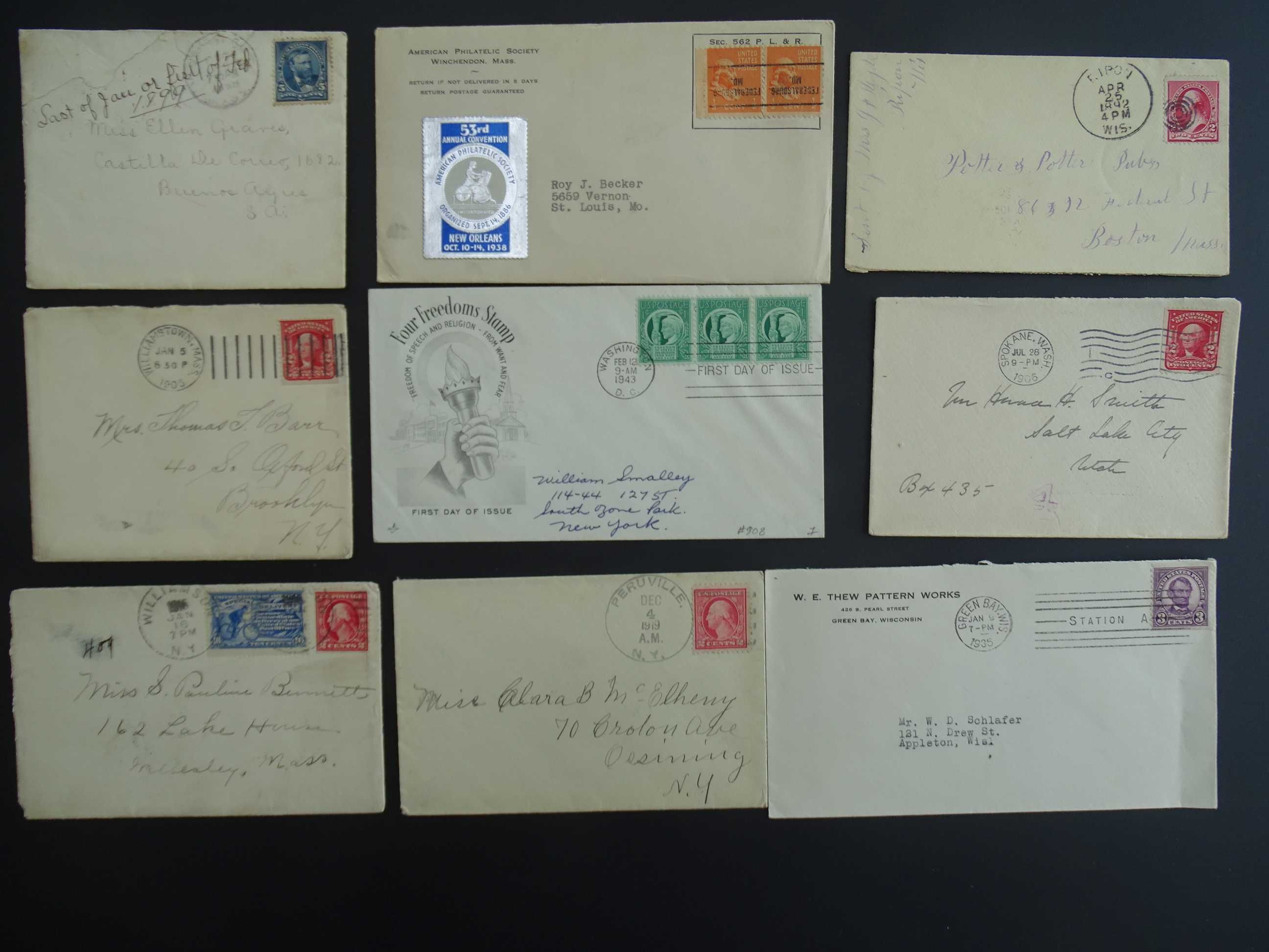 USA/SUA 1900-1945 , 50 plicuri circulate (Lot 4007)