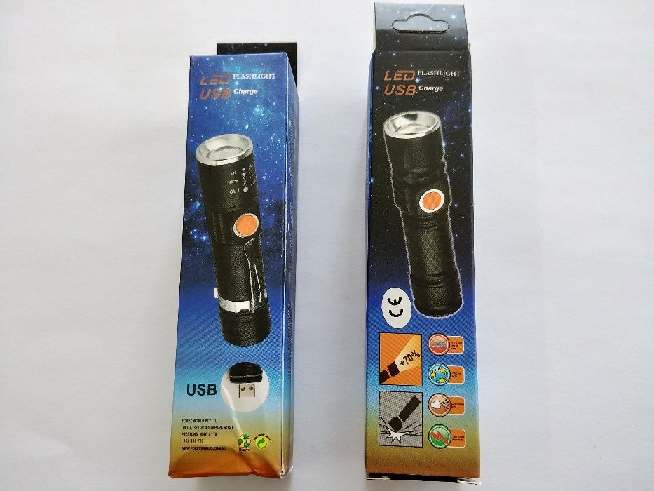 Lanterna LED 3W CREE Q5 metalica reincarcabila USB cu acumulator