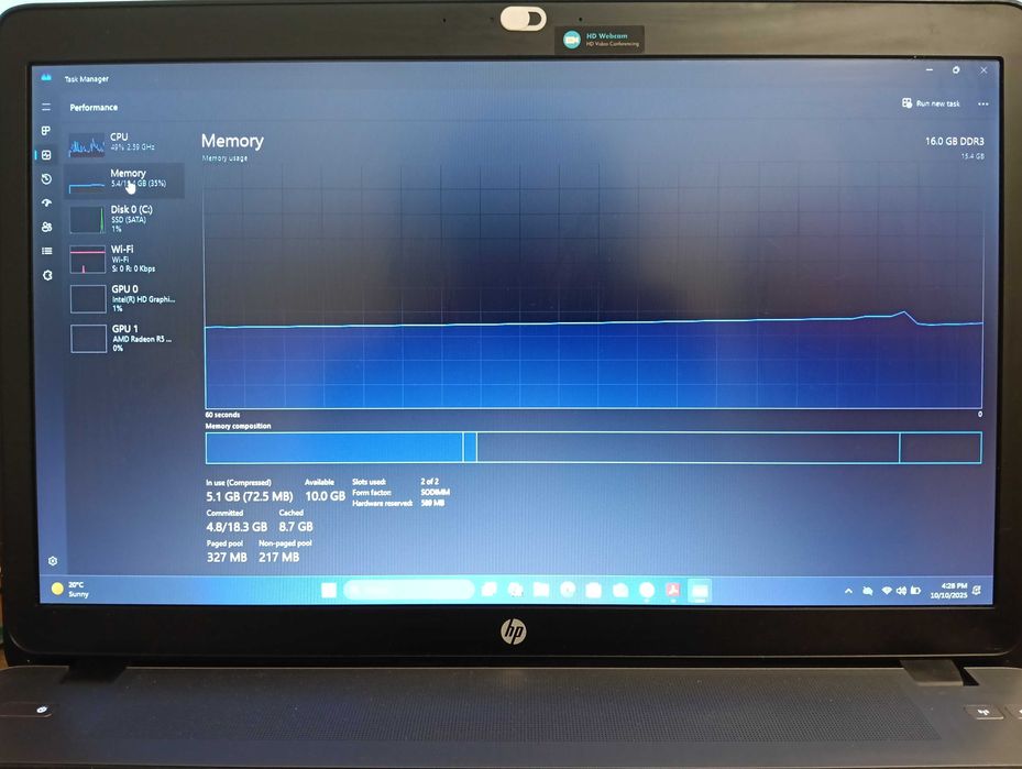 Vand Laptop HP ProBook, i5, 17.3inch Display,  16Gb DDR3, 240 Gb SSD