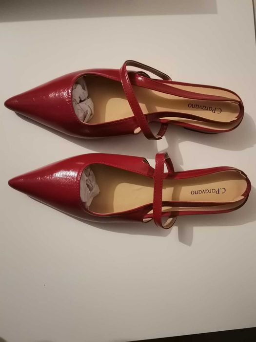 Pantofi dama C. Paravano rosii, marimea 41, noi, piele ecologica