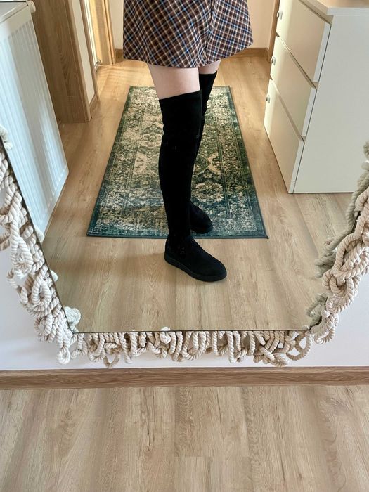 Cizme piele întoarsă negre Anna Cori