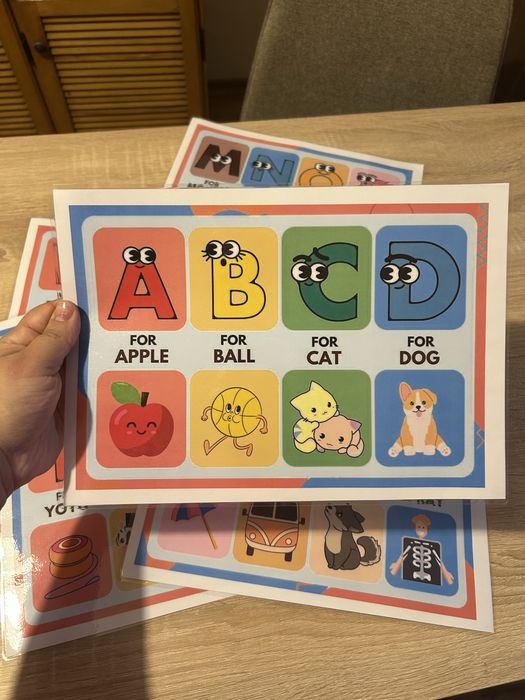 Set 7 fise laminate alfabetul in limba engleza