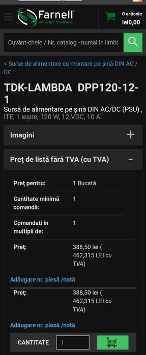 Sursă de alimentare TDK-LAMBDA DPP 120-12-1