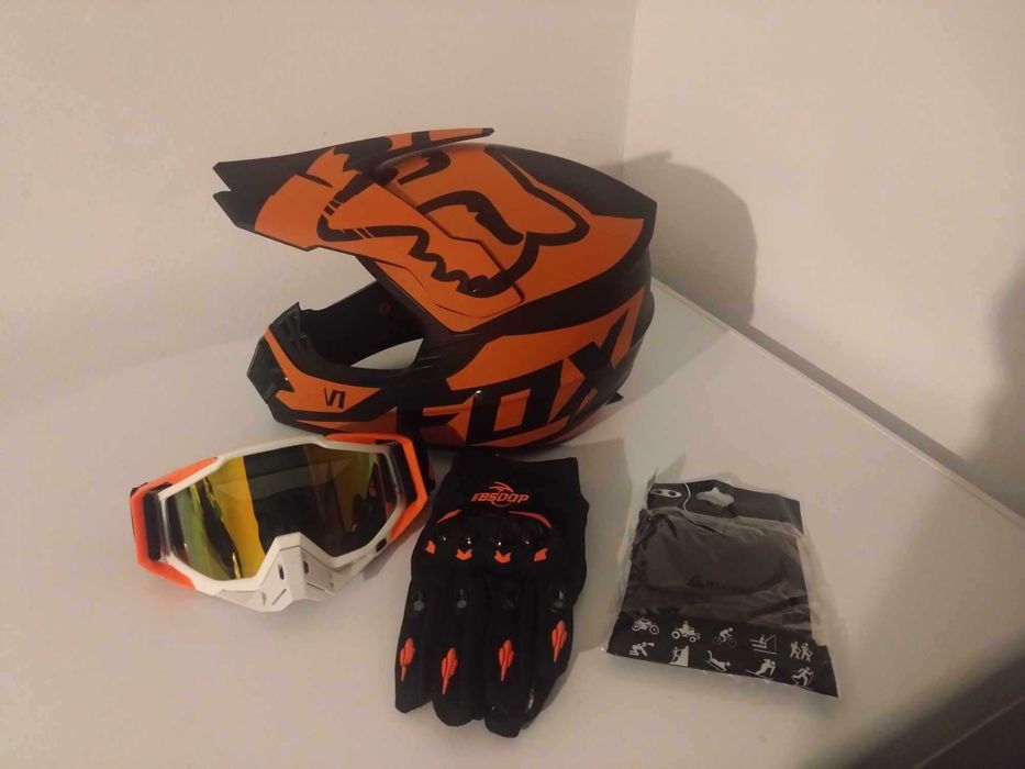 Set casca enduro+Ochelari+Manusi+Cagula