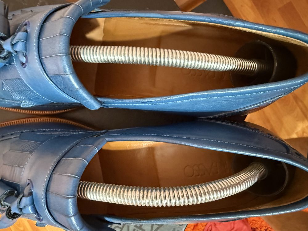 Pantofi piele albastri barbati ca noi