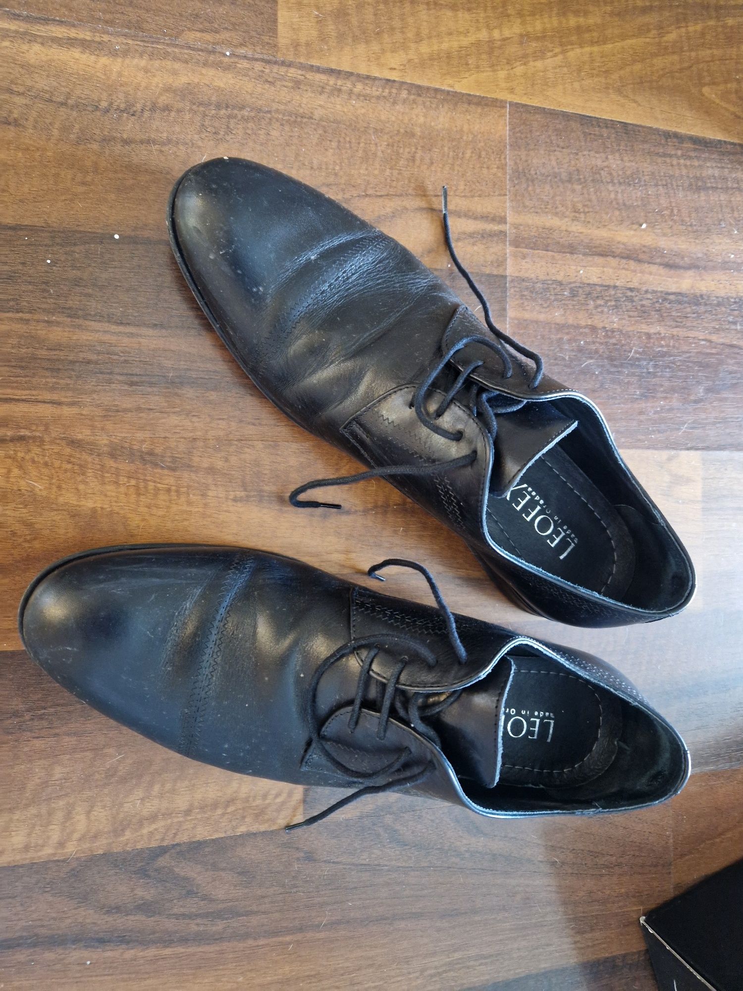 Pantofi piele negru 42 Leofex