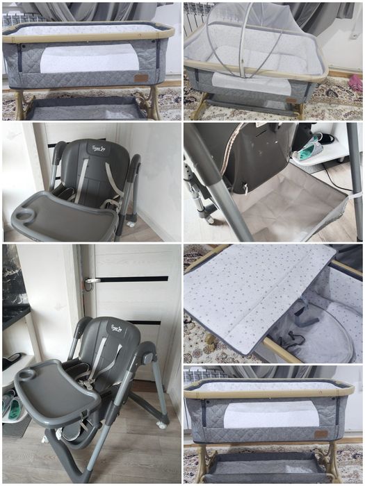 Детский манеж кровать и кормящий столик