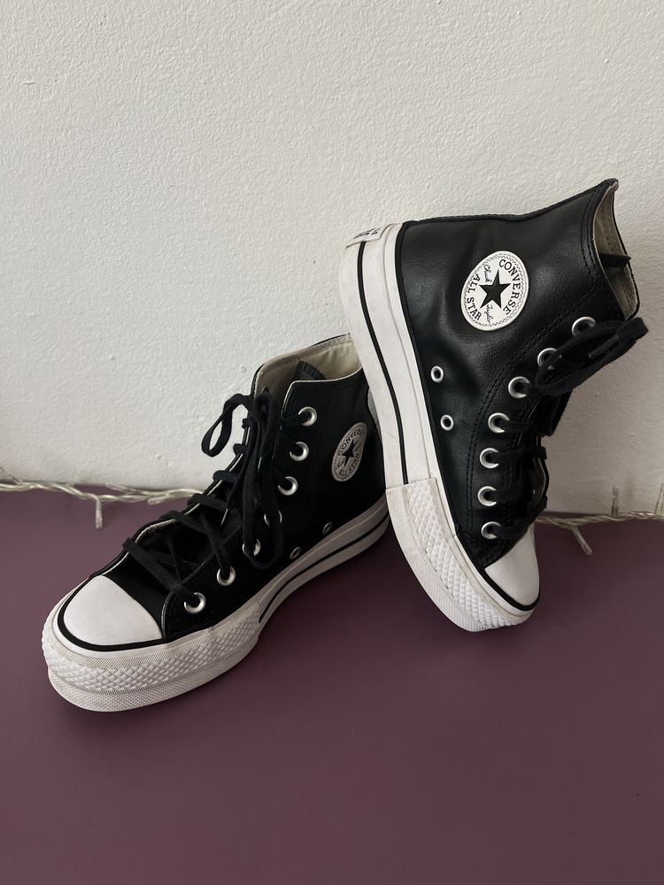 Converse от естествена кожа с дебела подметка