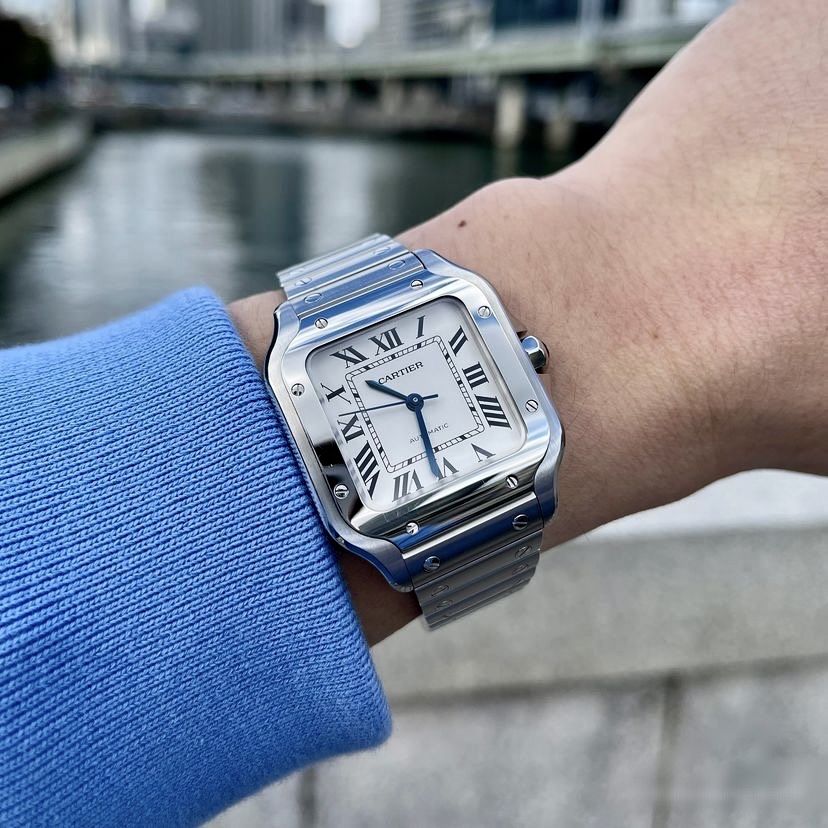 Ceasuri barbați Cartier Santos Silver Automatic