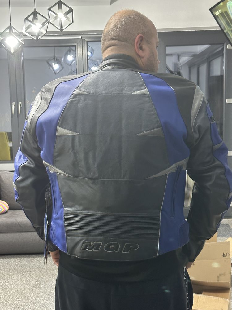 Geaca moto Noua , marca MQP, piele cu protectii