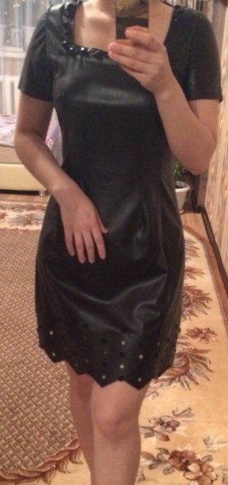 Кожаное платье вечернее