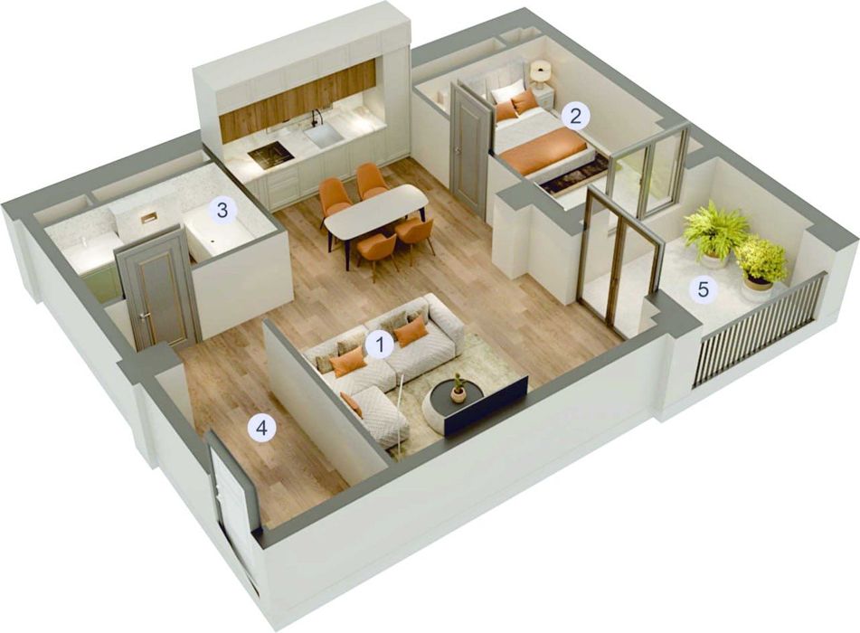 ЖК Mavrid 2-комнатная квартира 51,64 м2. г. Ташкент, Куйлюк массив 5