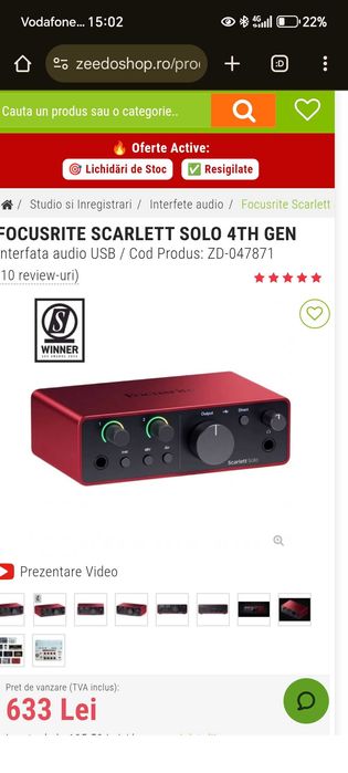Microfon studio at2020 scarlet solo  audio casti monitoare studio