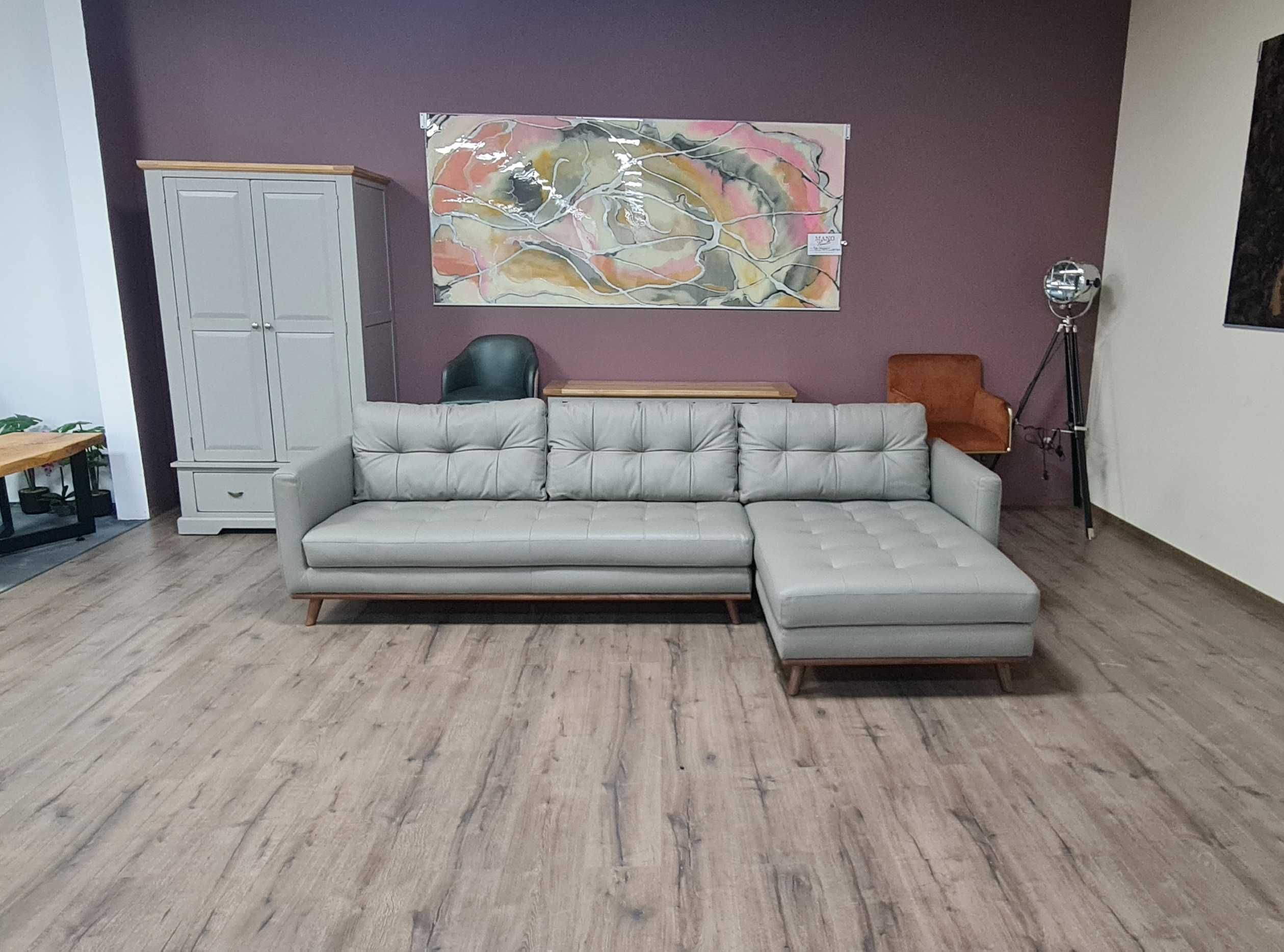 ПРОМОЦИЯ! Сив кожен ъглов диван Dwell Albi