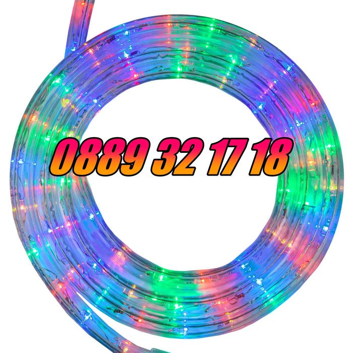 Многоцветен светещ коледен маркуч 20 м + контролер, коледна украса