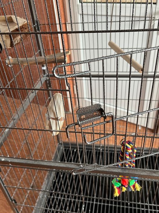 PawHut cușcă pentru păsări de interior din oțel și lemn 78x52x132cm