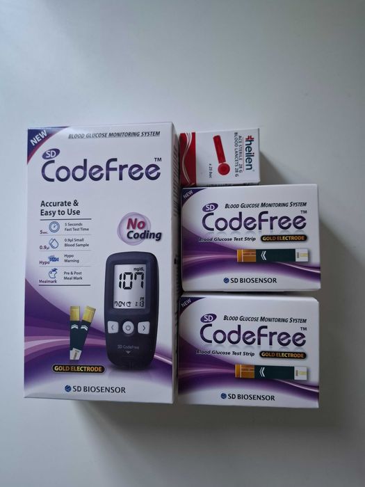 glucometru CodeFree + 100 teste + 25 ace