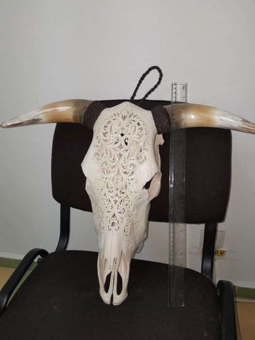 Decorațiune cap de taur sculptat