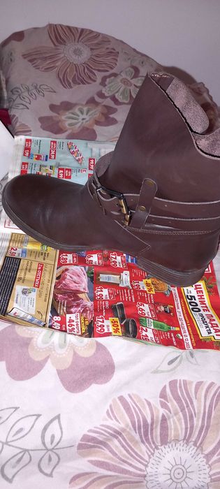 Боти,чиста кожа,шити към подметката,40 номер,кафяви!!! !