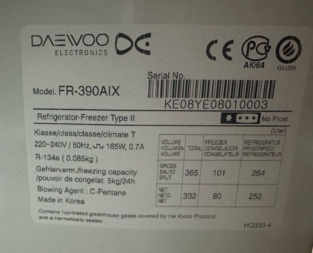Продаётся холодильник DAEWOO