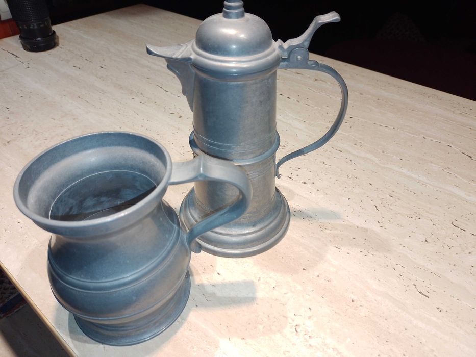 Pocal/Pahar + Halba cu capac din Zink