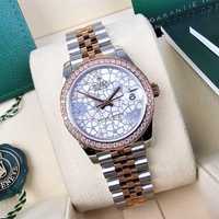 Rolex Datejust 31 Silver Floral Motif Two Tone Rose Gold Diamond