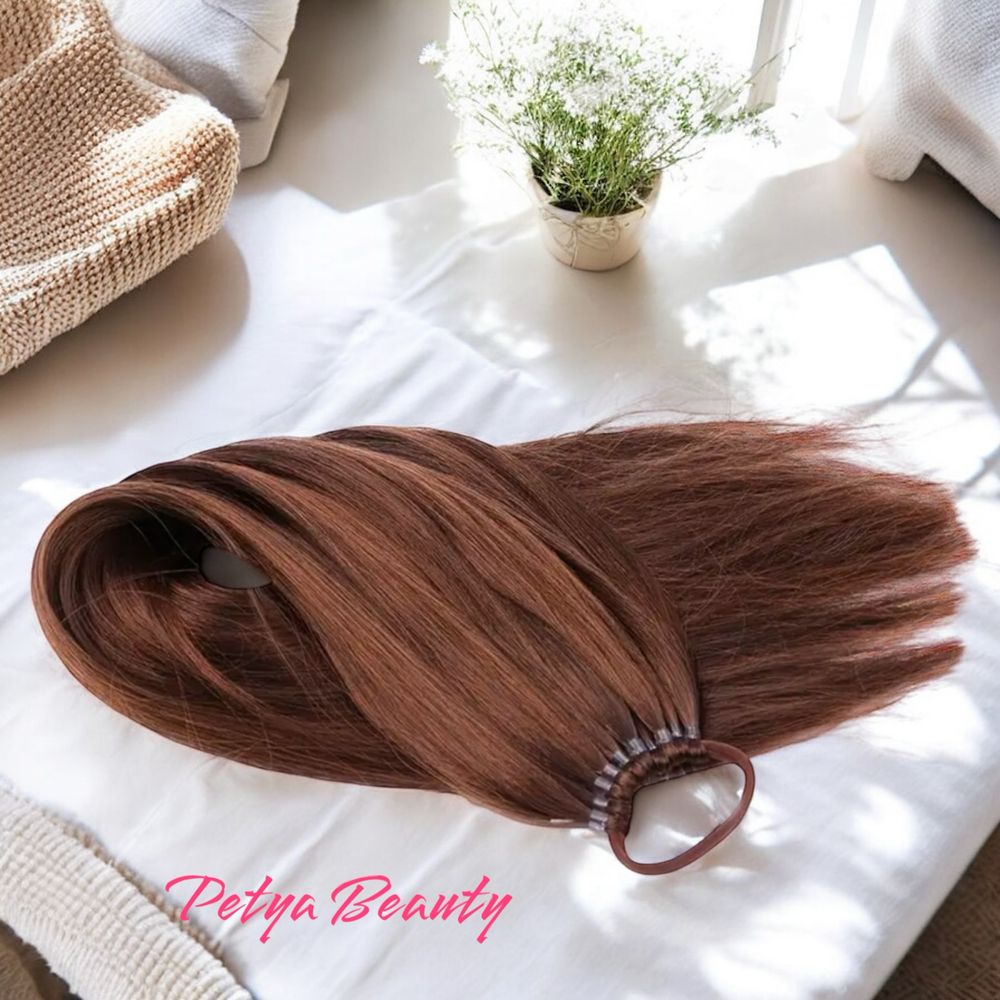 ДО 85 см. PURE GLAM най-висок клас опашка за коса с ластик