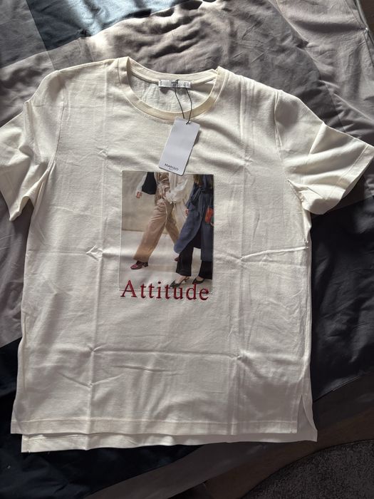 Тениска Mango цвят екрю