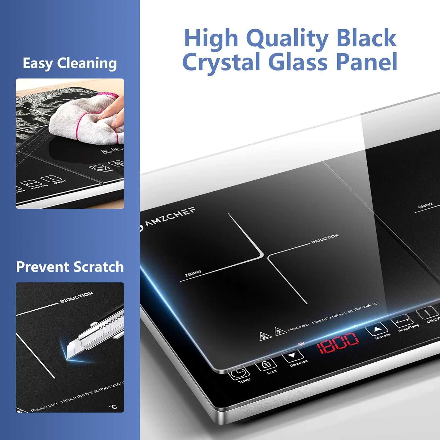 Индукционен котлон AMZCHEF Induction Hob 2 Plates,Гаранция