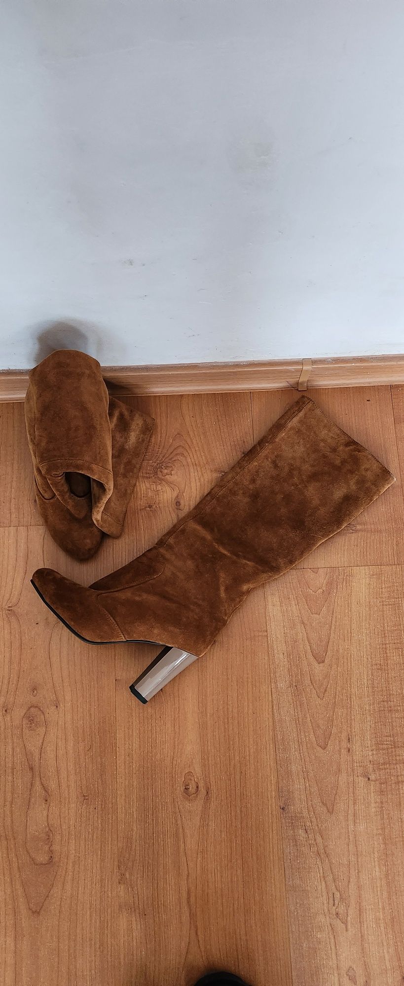 Cizme piele intoarsa camel