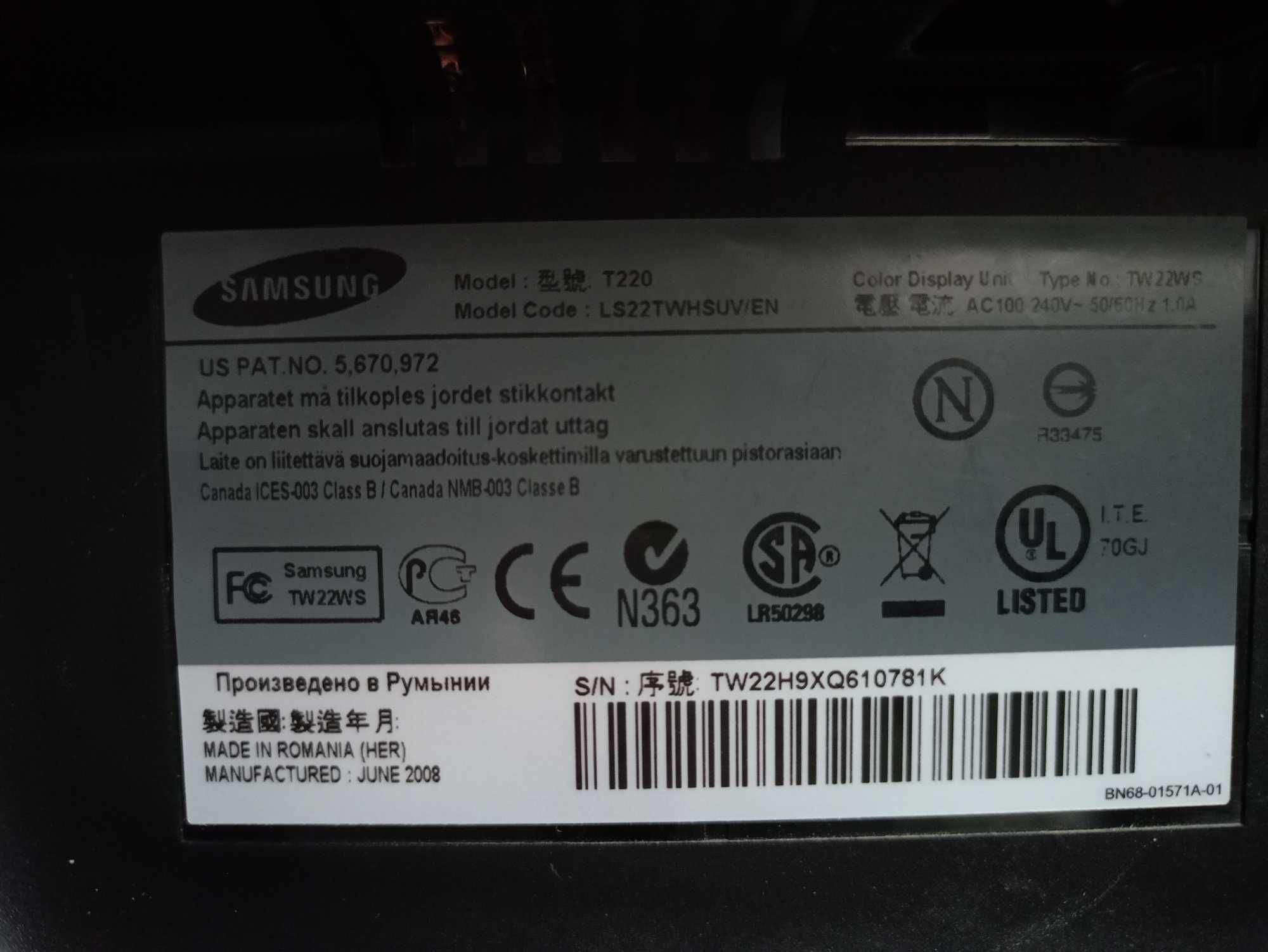 монитор Samsung SyncMaster T220